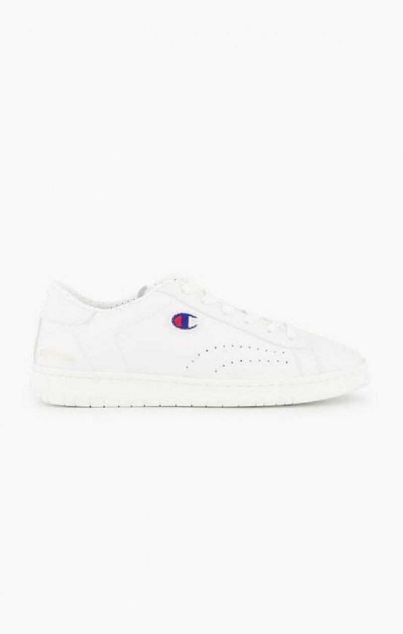 Champion Embroidered Logo Læder Trainers Sportssko Dame Hvide | 1085-USOZT