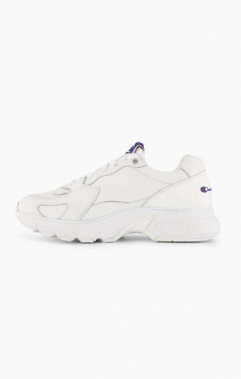 Champion Embroidered Logo Læder Trainers Sportssko Dame Hvide | 0234-BTGJR