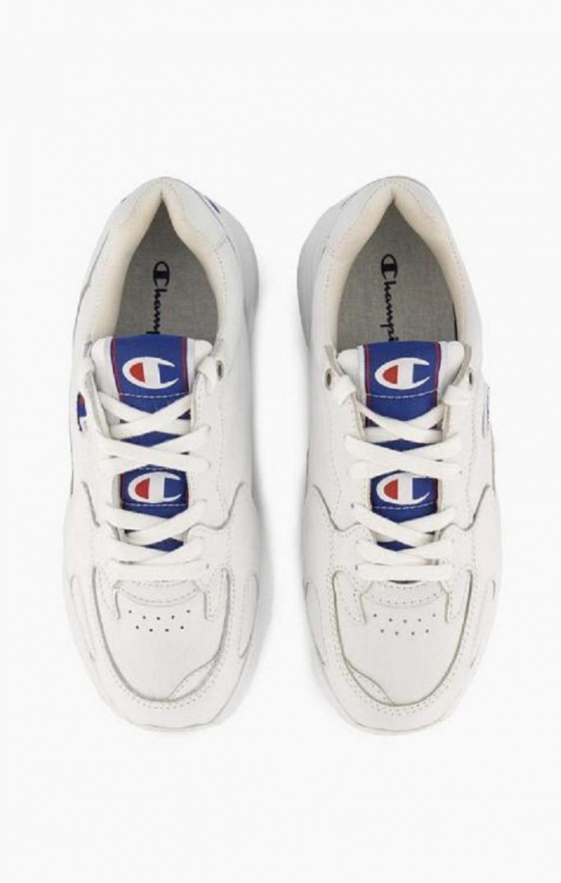 Champion Embroidered Logo Læder Trainers Sportssko Dame Hvide | 0234-BTGJR