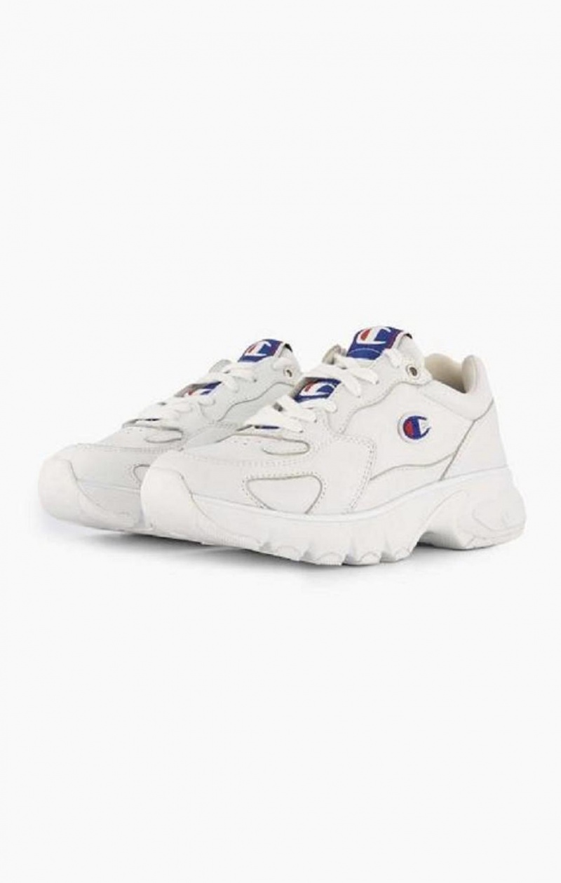 Champion Embroidered Logo Læder Trainers Sportssko Dame Hvide | 0234-BTGJR