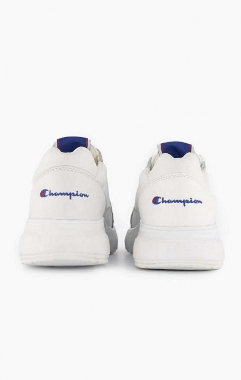 Champion Embroidered Logo Læder Trainers Sportssko Dame Hvide | 0234-BTGJR