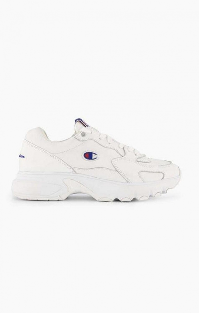 Champion Embroidered Logo Læder Trainers Sportssko Dame Hvide | 0234-BTGJR