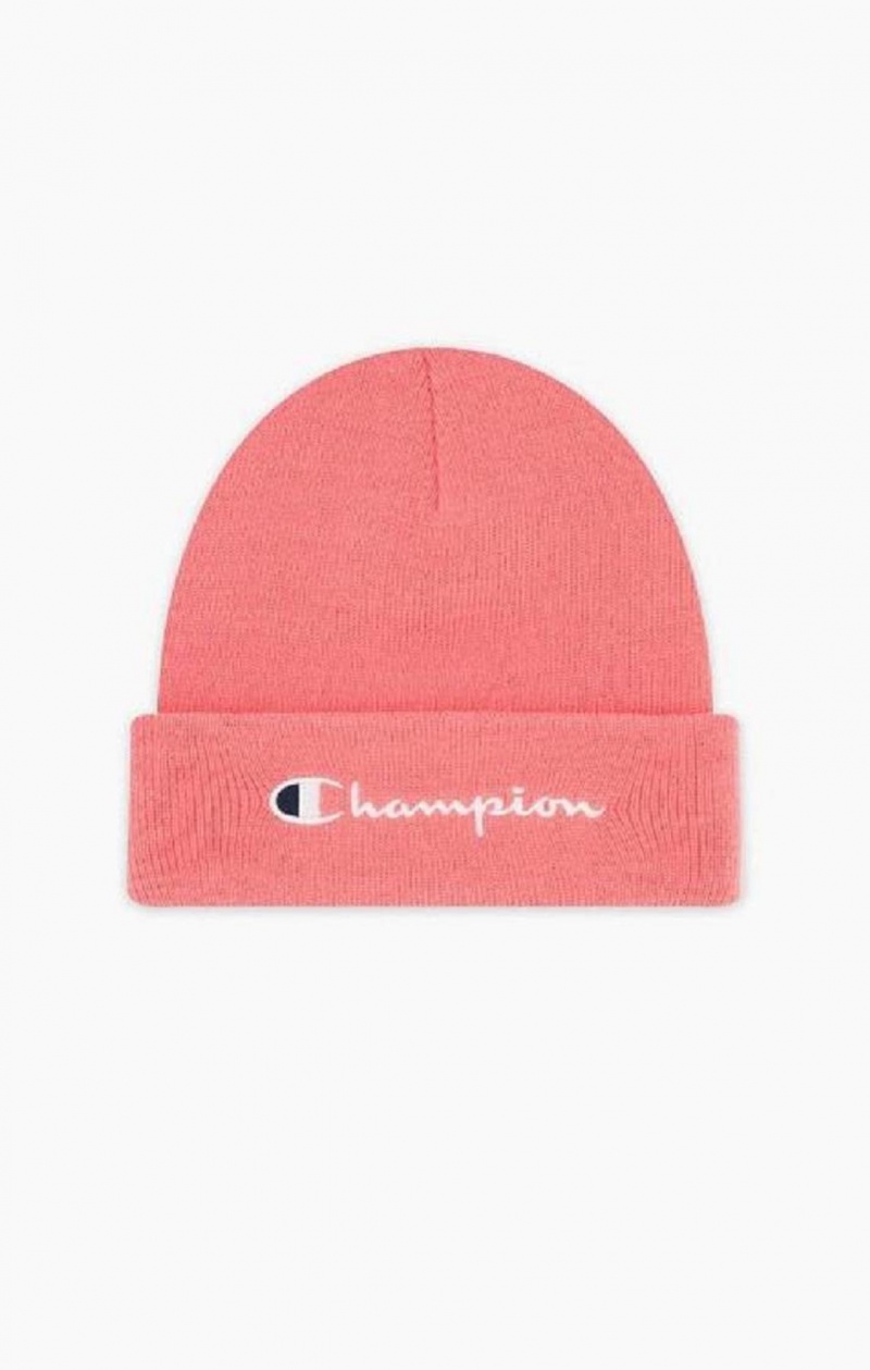 Champion Embroidered Script Logo Beanie Hat Hatte Dame Lyserød | 9703-IUSFY