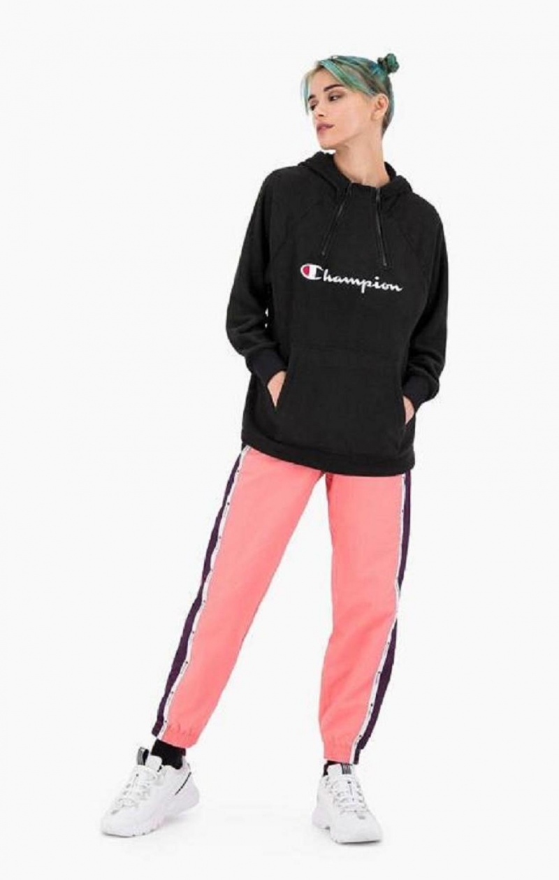 Champion Explorer Double Zip Detail Polar Fleece Hoodie Hættetrøje Dame Sort | 9647-AQLZS