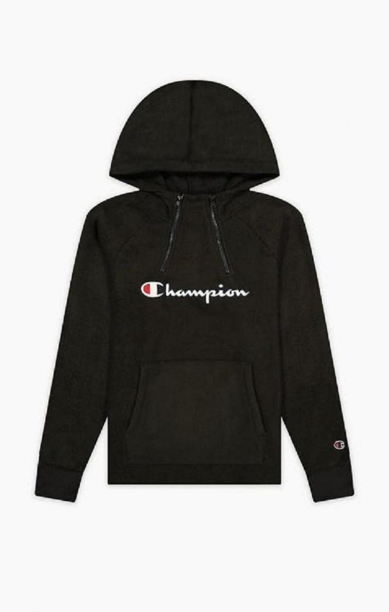 Champion Explorer Double Zip Detail Polar Fleece Hoodie Hættetrøje Dame Sort | 9647-AQLZS