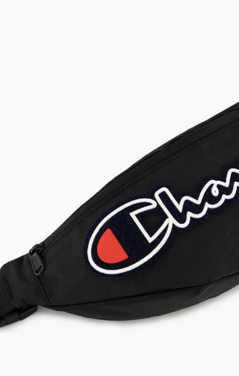 Champion Felt Script Logo Air Mesh Belt Bag Tasker Herre Sort | 9358-XDMSA