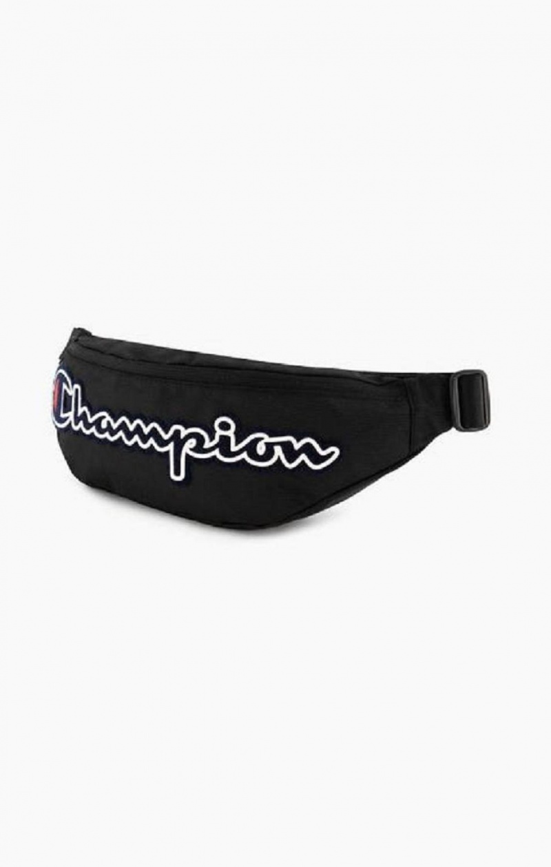 Champion Felt Script Logo Air Mesh Belt Bag Tasker Herre Sort | 9358-XDMSA