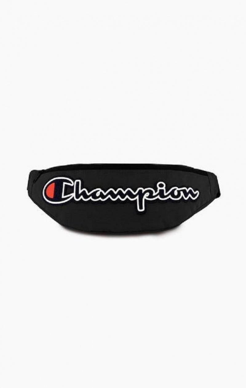 Champion Felt Script Logo Air Mesh Belt Bag Tasker Herre Sort | 9358-XDMSA