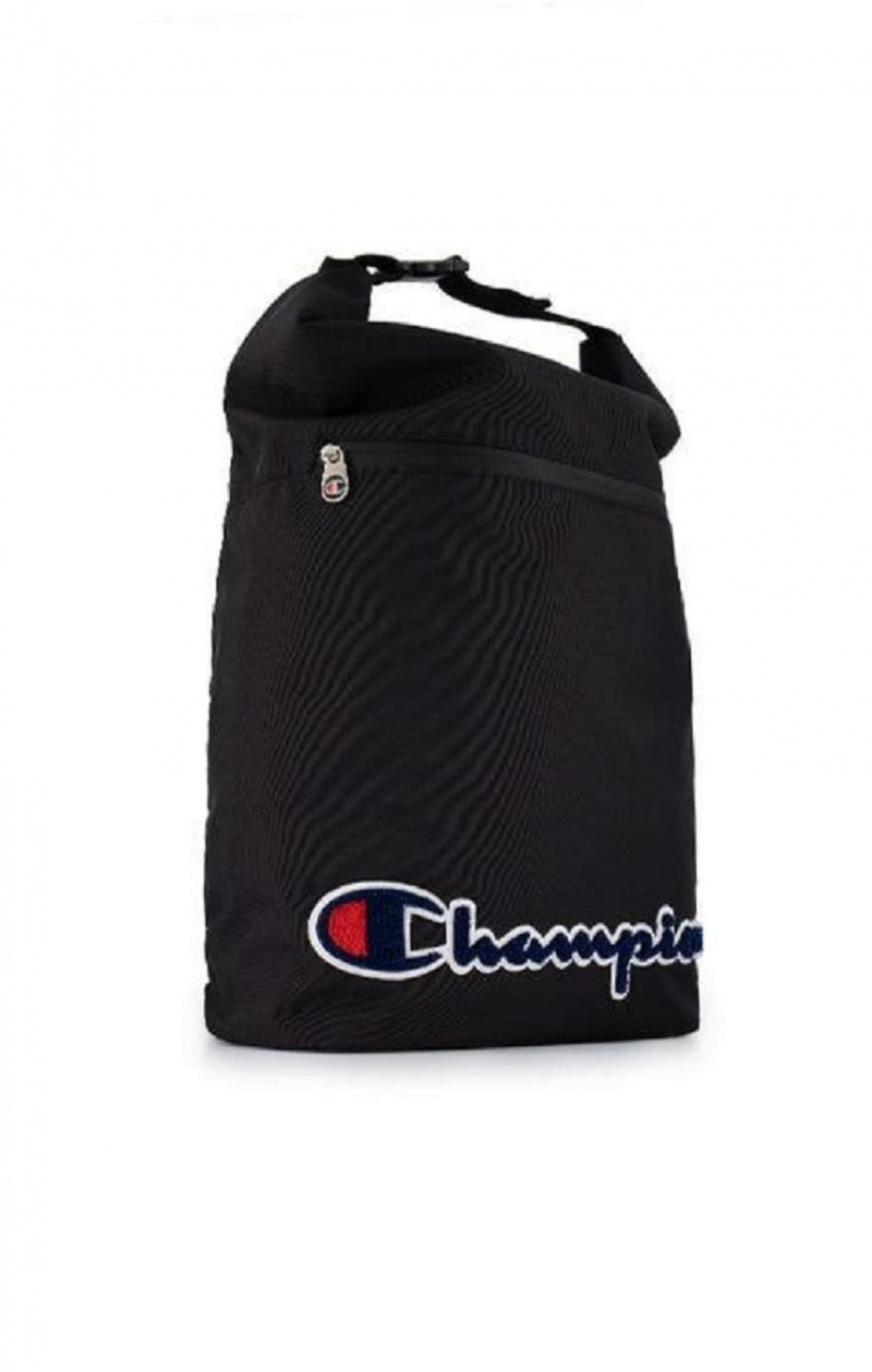 Champion Folding Top Script Logo Backpack Tasker Dame Sort | 6385-WFAPV