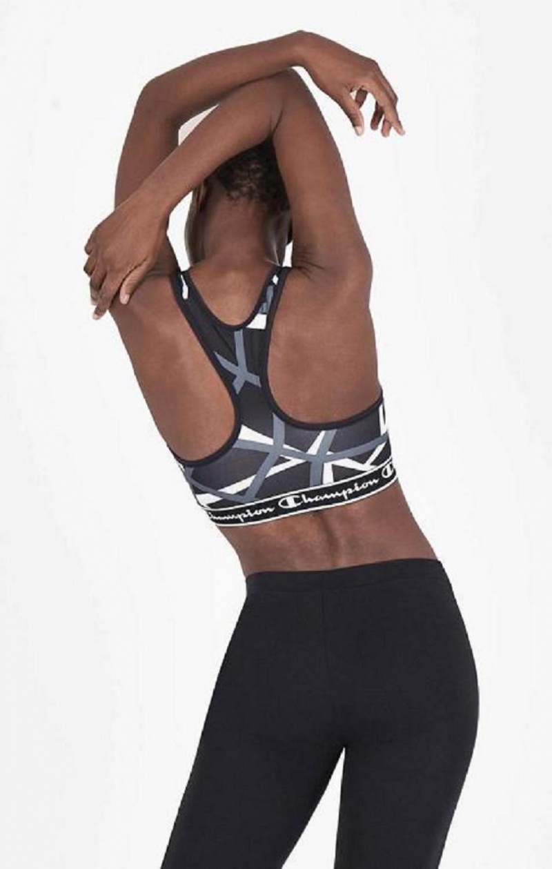 Champion Geometric Print Sports Bra Sports BH Dame Sort | 3467-IWREY