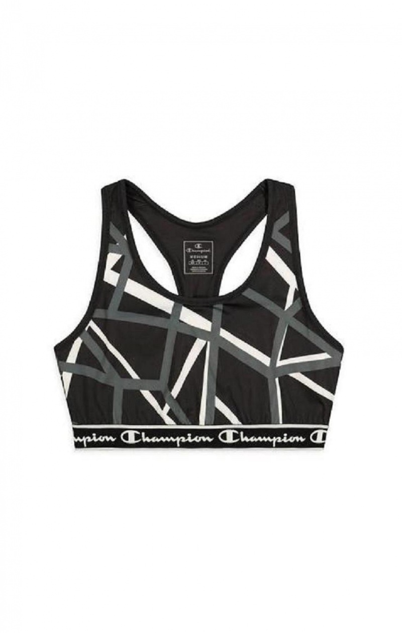 Champion Geometric Print Sports Bra Sports BH Dame Sort | 3467-IWREY