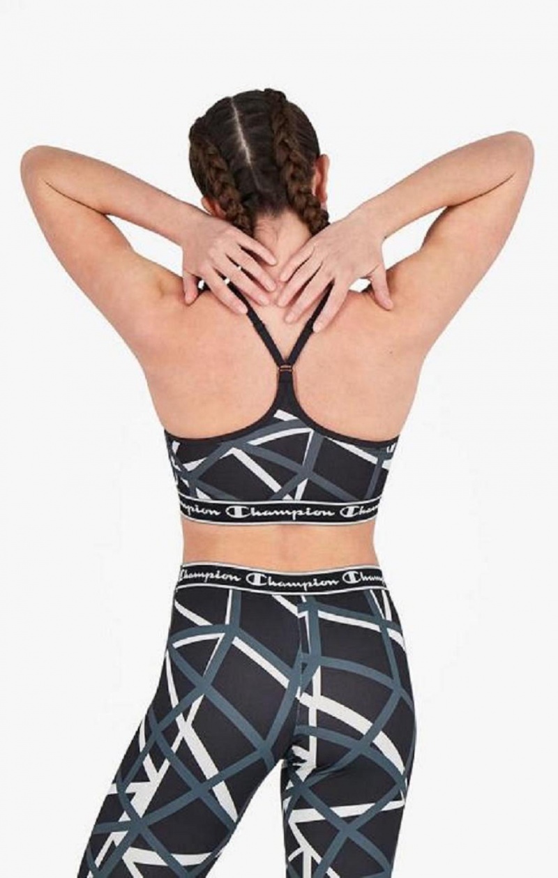 Champion Geometric Print Sports Bra Sports BH Dame Sort | 4891-TCNRF