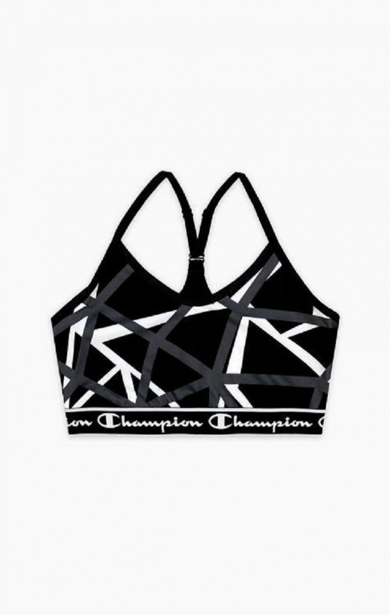 Champion Geometric Print Sports Bra Sports BH Dame Sort | 4891-TCNRF