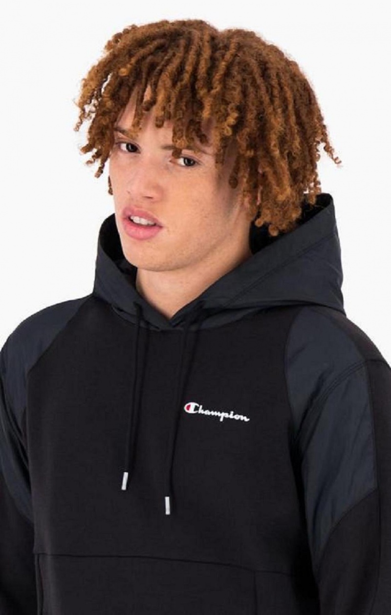 Champion Grafisk Logo Print Polstret Insert Hoodie Hættetrøje Herre Sort | 9780-QJXIL