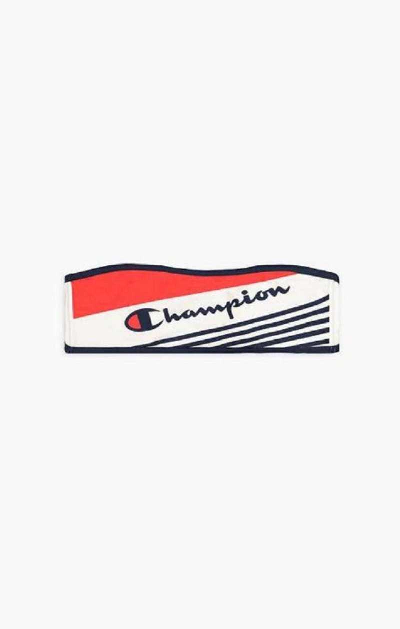 Champion Grafisk Stripe Logo Bandeau Bikini Top Badetøj Dame Hvide | 9386-AORXH