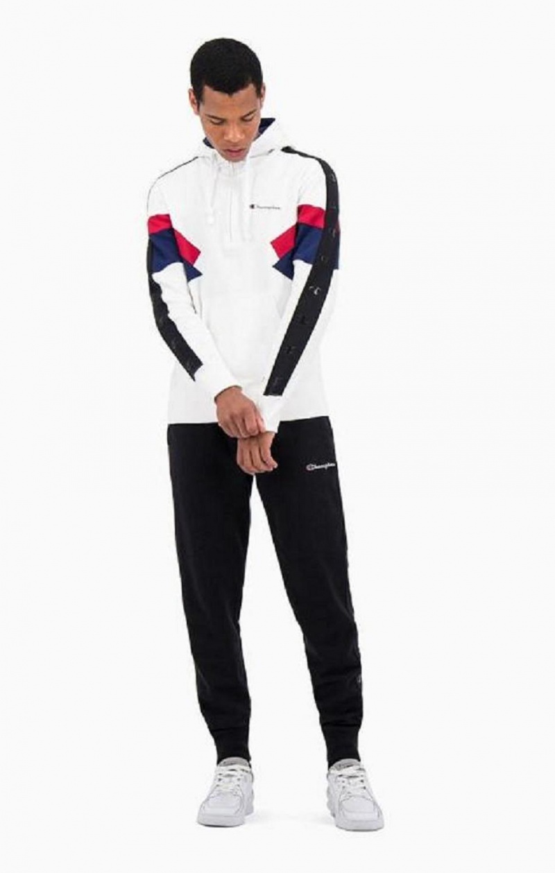 Champion Half Zip-Up Colour Block Hoodie Hættetrøje Herre Hvide | 3140-EAPFO