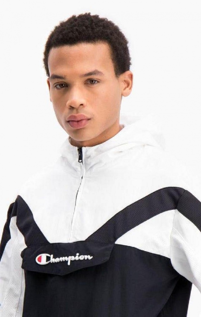 Champion Half Zip-Up Colour Block Hætte Track Jacket Hættetrøje Herre Sort | 6519-QKPIF