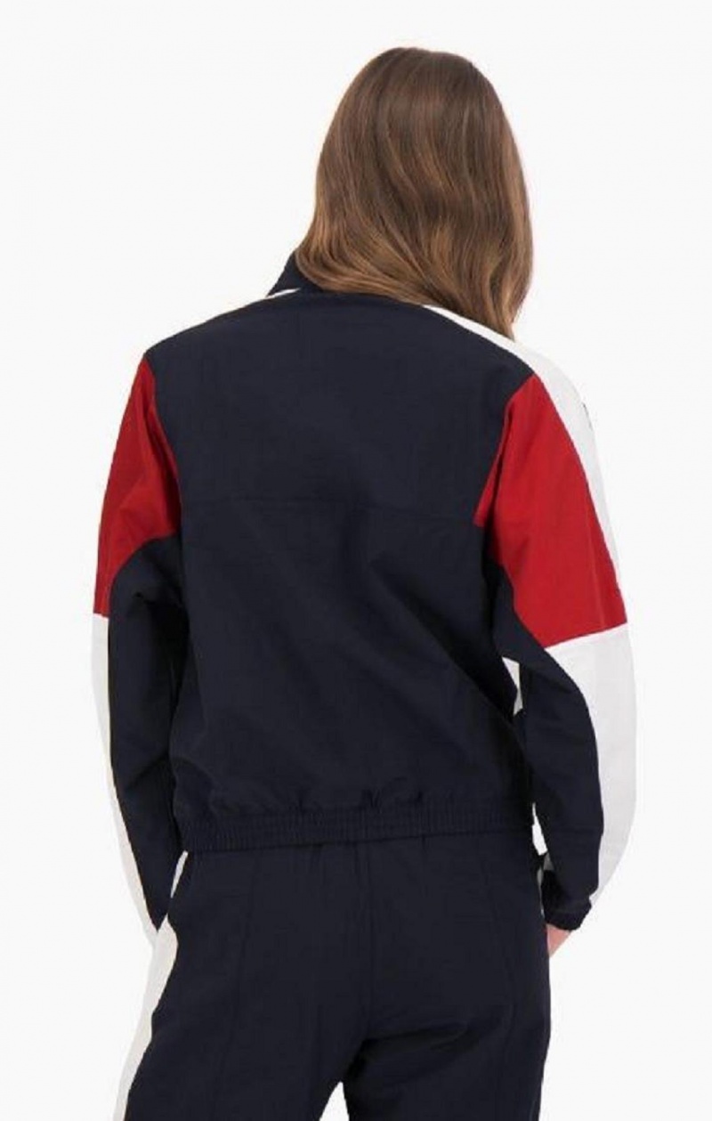 Champion Half Zip-Up Colour Block Track Jacket Jakker Dame Mørkeblå | 6308-FRNGQ