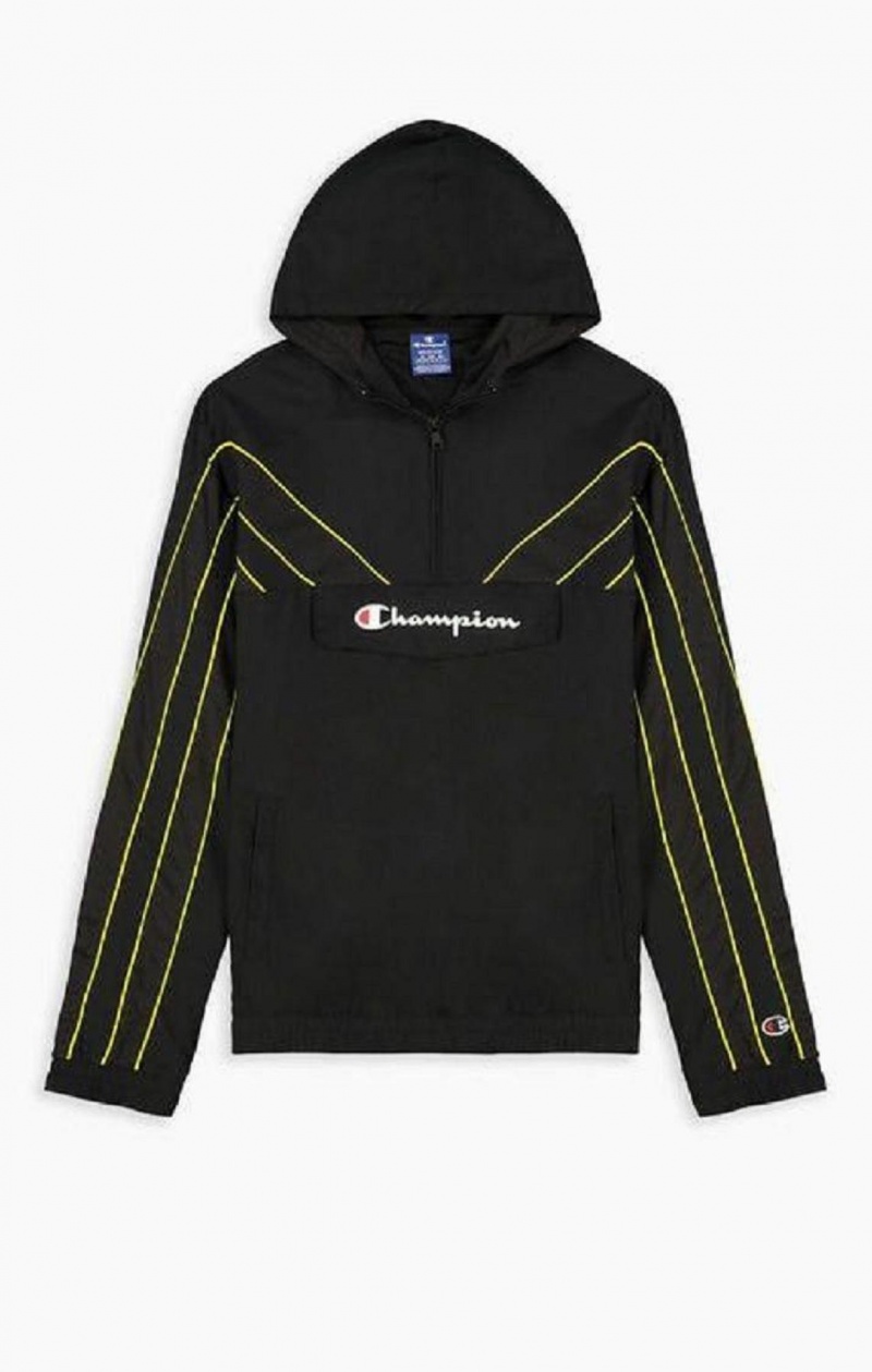 Champion Half Zip-Up Hætte Track Jacket Træningsdragt Herre Sort | 0691-UTONL