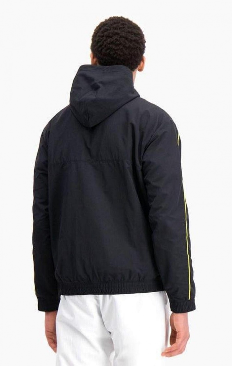 Champion Half Zip-Up Neon Stripe Hætte Track Jacket Hættetrøje Herre Sort | 6305-CBDAX