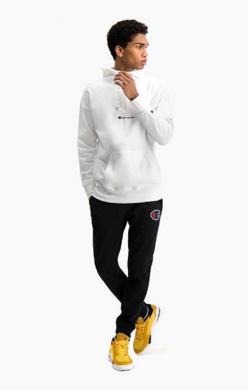 Champion Half Zip-Up Oversized Script Logo Hoodie Hættetrøje Herre Hvide | 7658-AGIDQ