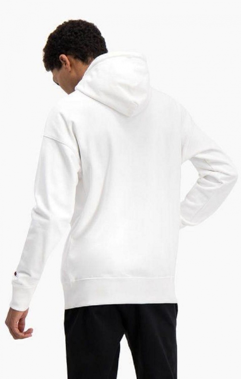 Champion Half Zip-Up Oversized Script Logo Hoodie Hættetrøje Herre Hvide | 7658-AGIDQ