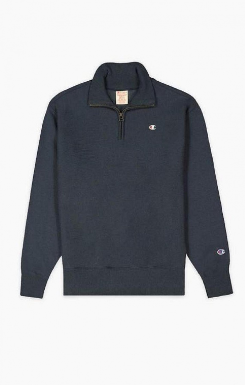 Champion Half Zip-Up Reverse Weave Cropped Sweatshirt Sweatshirts Dame Mørketurkis | 2973-DWJOG