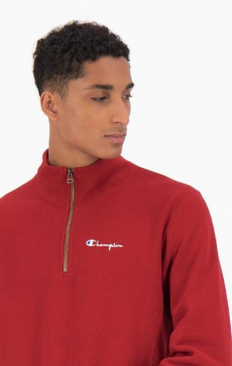 Champion Half Zip-Up Reverse Weave Sweatshirt Sweatshirts Herre Bordeaux | 8034-RTHVP