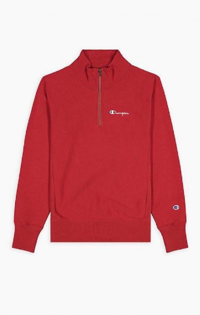 Champion Half Zip-Up Reverse Weave Sweatshirt Sweatshirts Herre Bordeaux | 8034-RTHVP