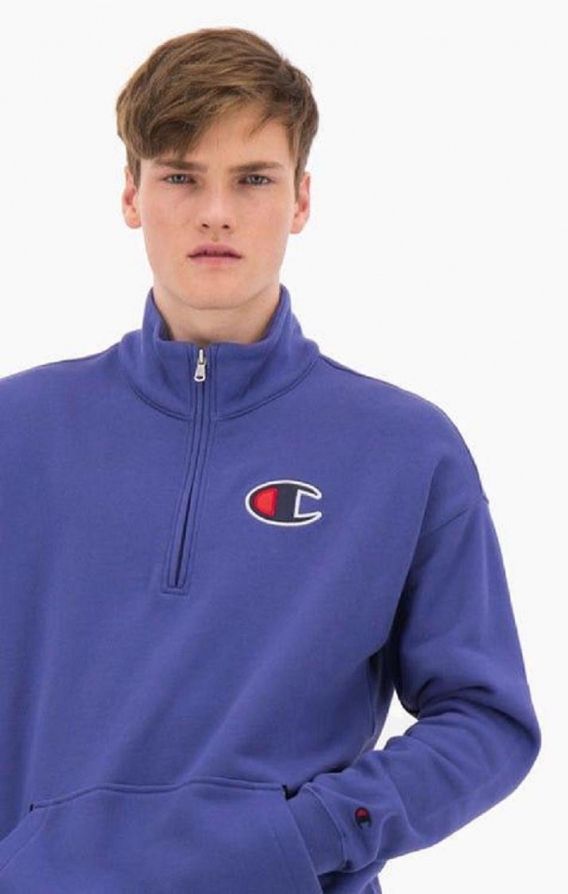 Champion Half Zip-Up Ruskind C Sweatshirt Sweatshirts Herre Gul | 8069-SMEXI