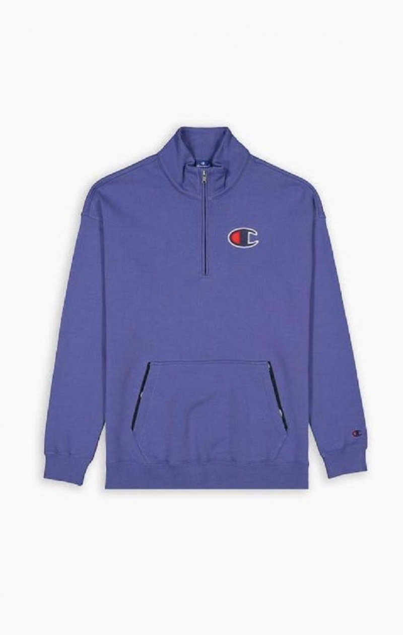 Champion Half Zip-Up Ruskind C Sweatshirt Sweatshirts Herre Gul | 8069-SMEXI