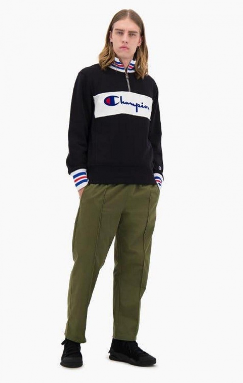 Champion Half Zip-Up Script Logo Sweatshirt Sweatshirts Herre Sort | 1549-XBZAS