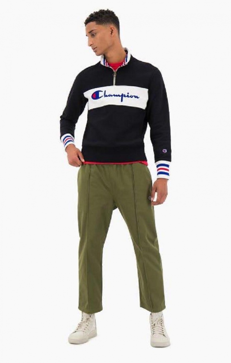 Champion Half Zip-Up Script Logo Sweatshirt Sweatshirts Herre Sort | 0596-PVFKX