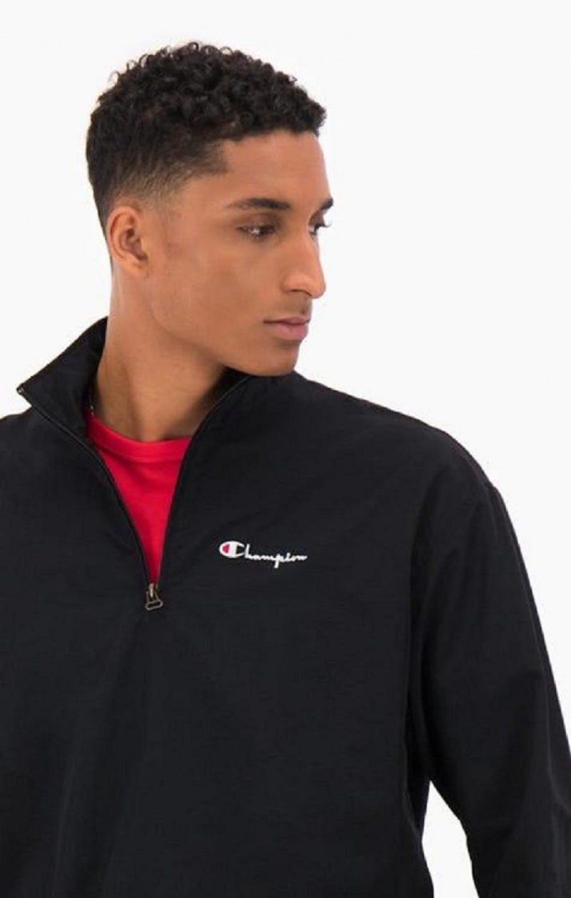 Champion Half Zip-Up Script Logo Track Jacket Jakker Herre Sort | 5908-LWEMG