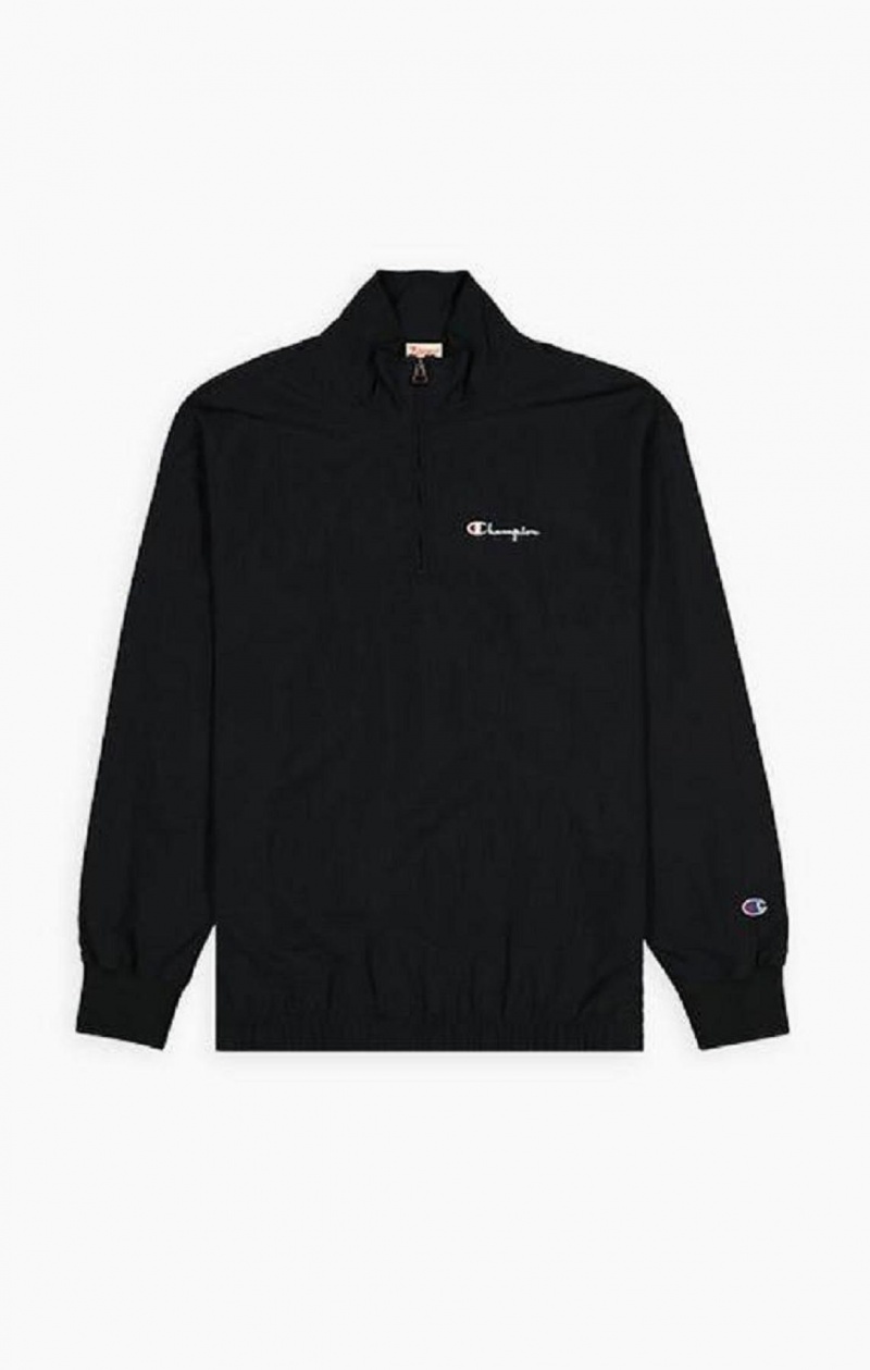 Champion Half Zip-Up Script Logo Track Jacket Jakker Herre Sort | 5908-LWEMG