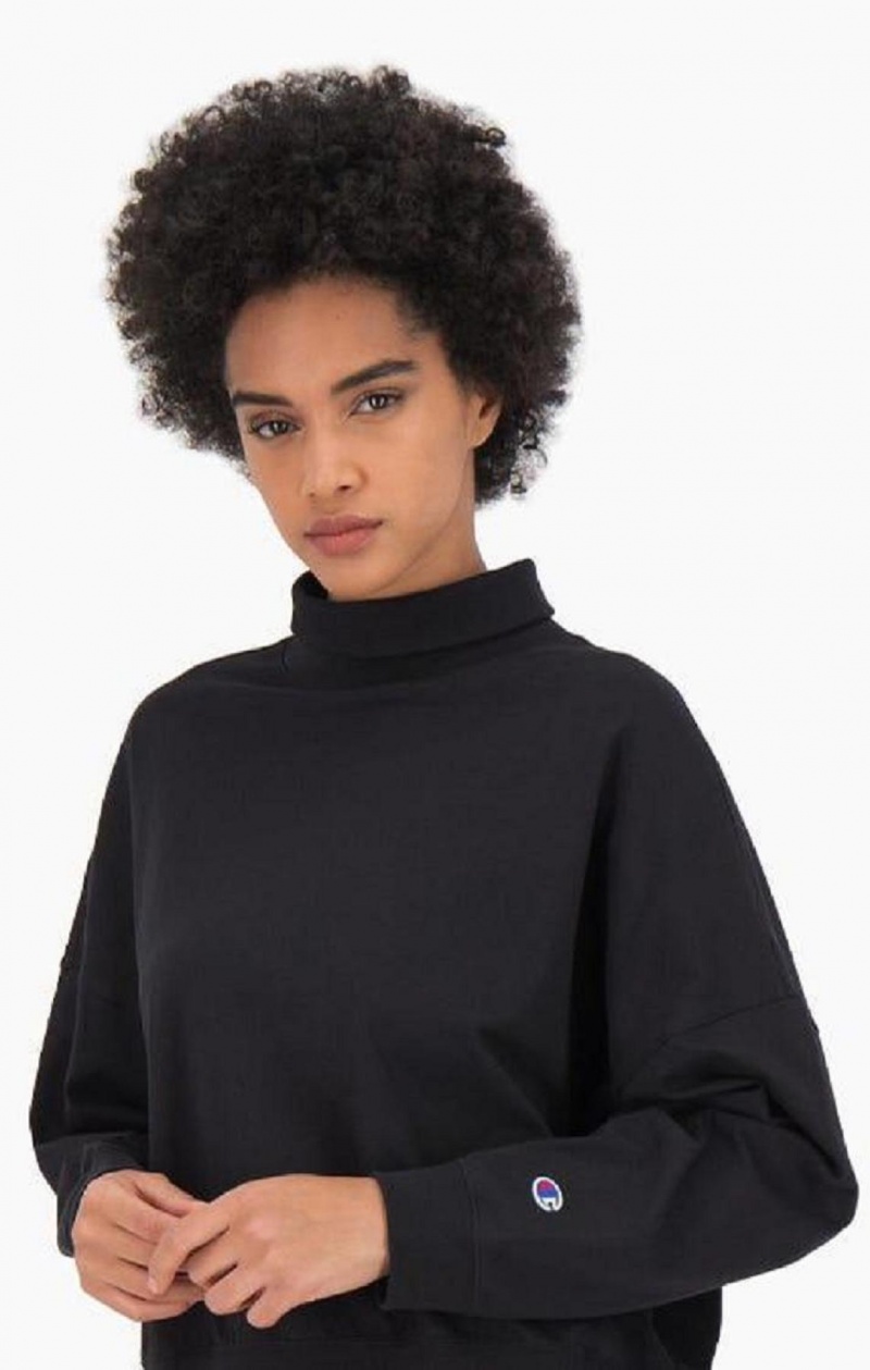 Champion High Neck Batwing Sleeve Top T Shirts Dame Sort | 4058-OAQKS