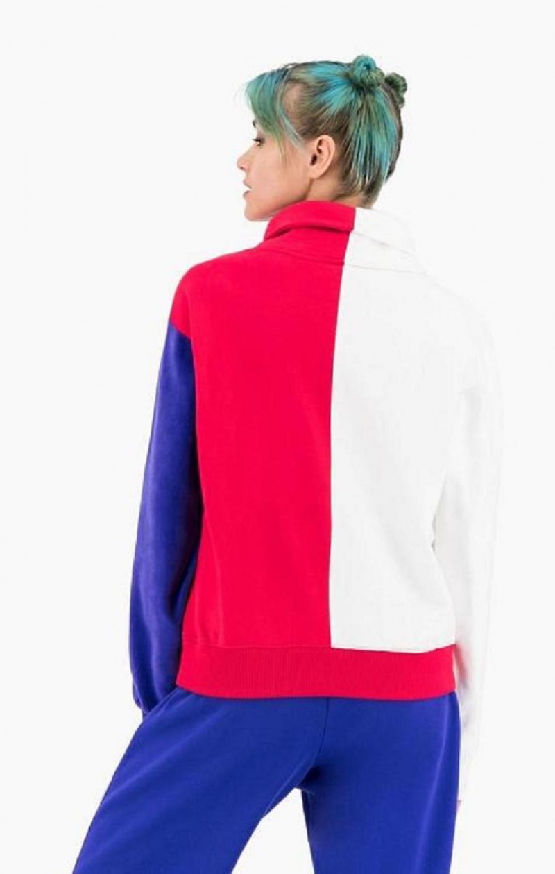 Champion High Neck Colour Block Retro Sweatshirt Sweatshirts Dame Rød Hvide | 7821-TECDJ