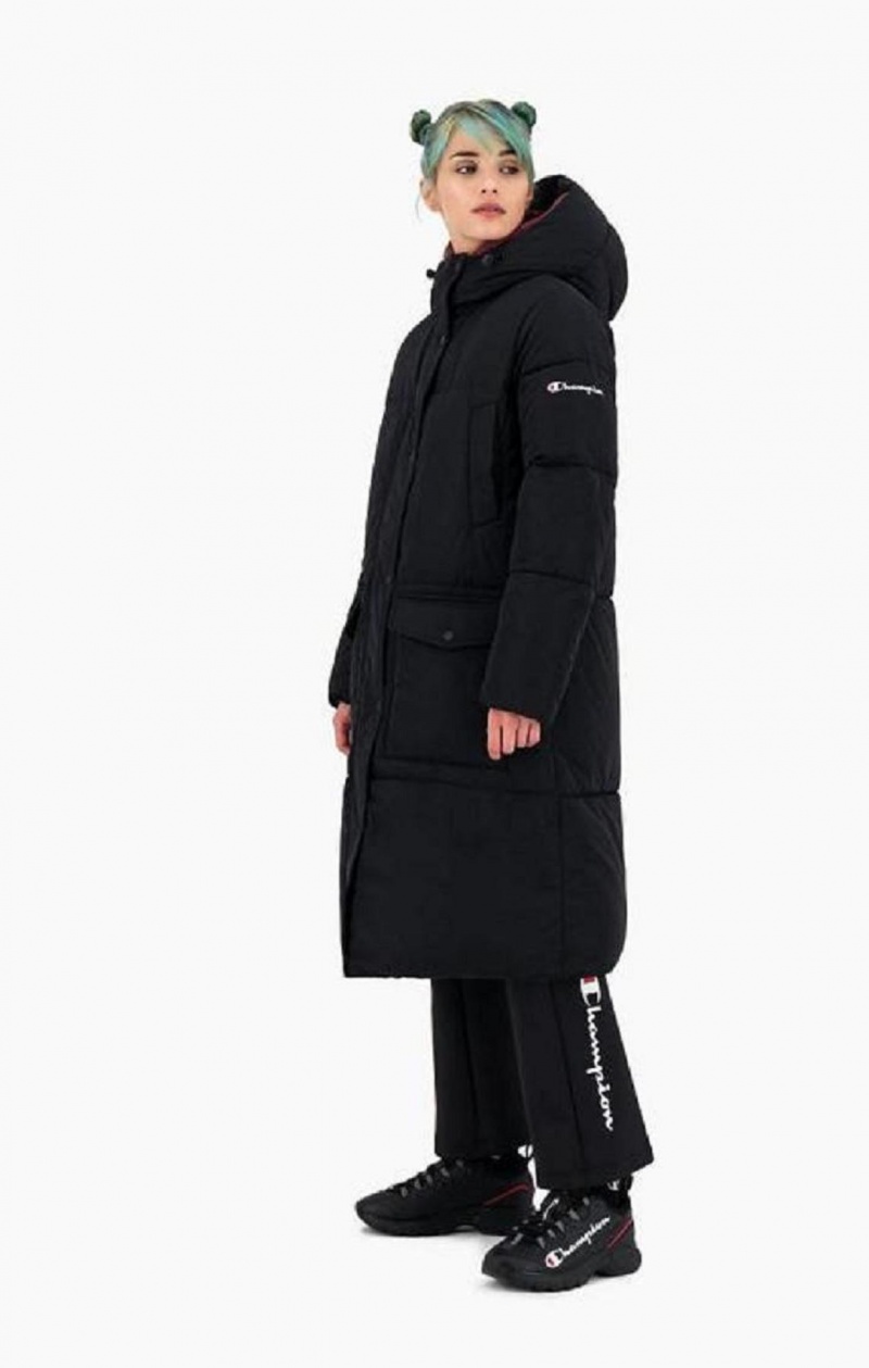 Champion Hætte Long Parka Coat Jakker Dame Sort | 1290-EVYZI