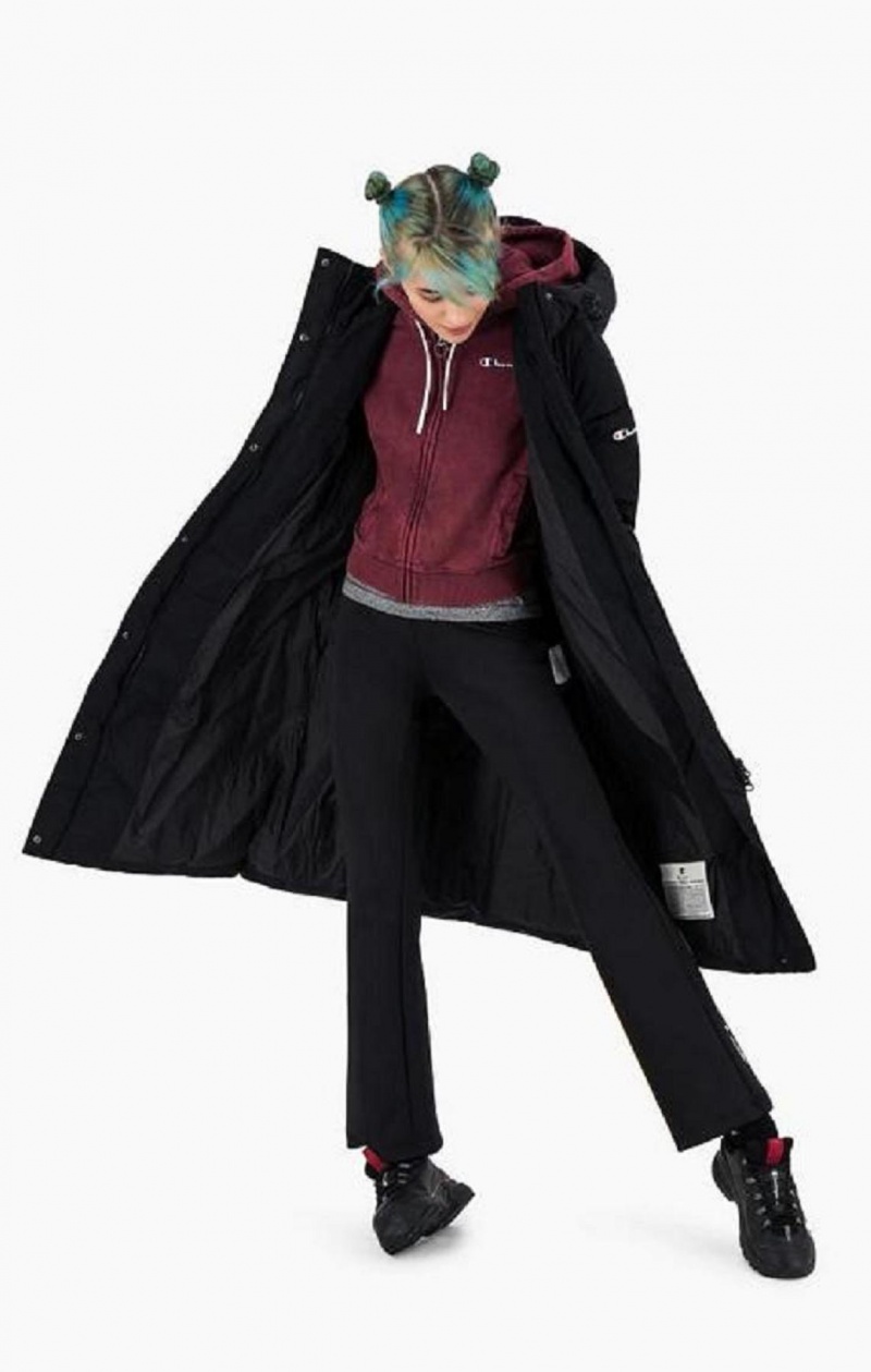 Champion Hætte Long Parka Coat Jakker Dame Sort | 1290-EVYZI