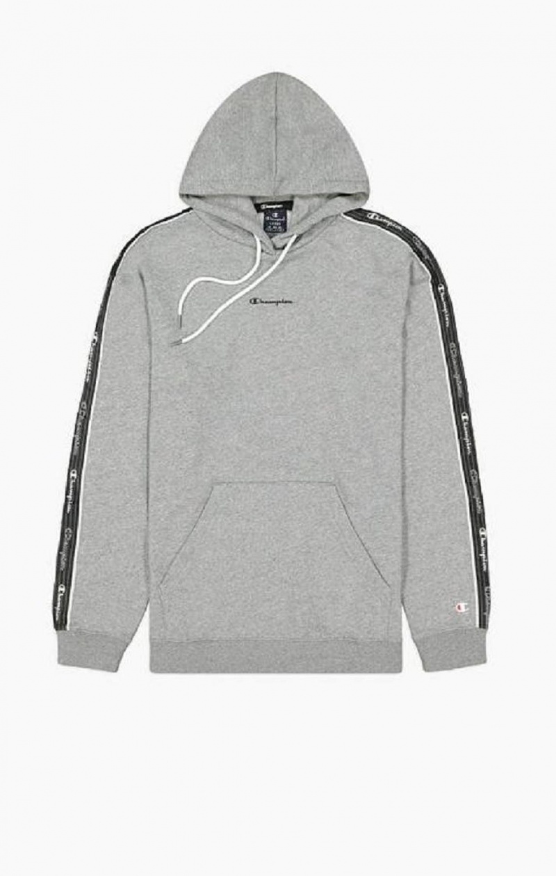 Champion Jacquard Logo Tape Hoodie Hættetrøje Herre Mørkegrå | 4502-OAZSR