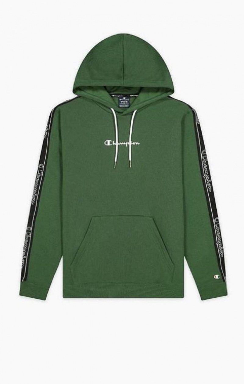 Champion Jacquard Logo Tape Hoodie Hættetrøje Herre Lysegrøn | 7054-AZNPK