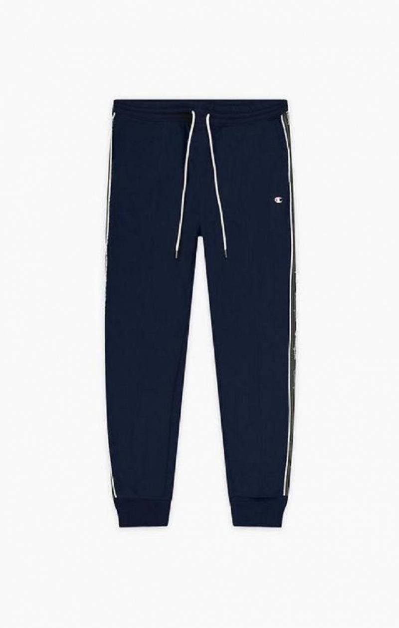 Champion Jacquard Logo Tape Joggers Joggingbukser Herre Mørkeblå | 4209-JBGZU