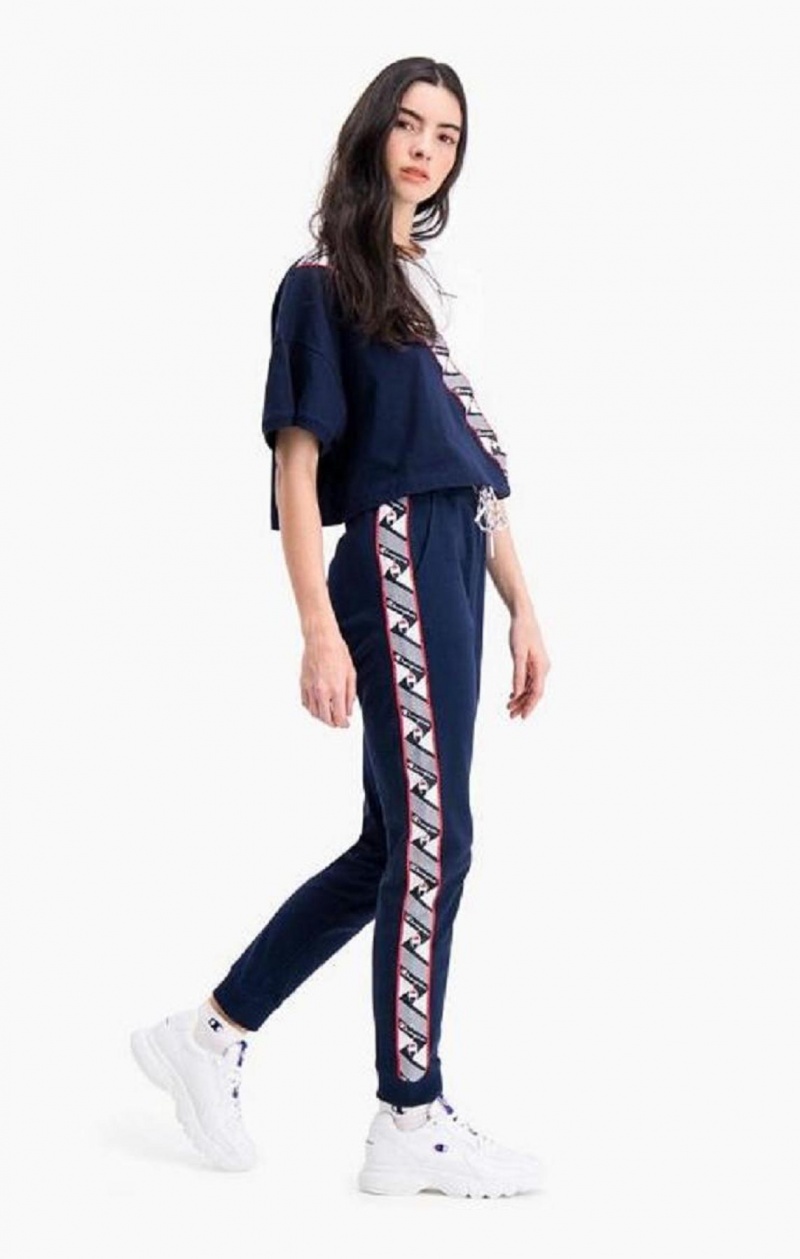 Champion Jacquard Logo Tape Joggers Joggingbukser Dame Mørketurkis | 1409-XJSHD