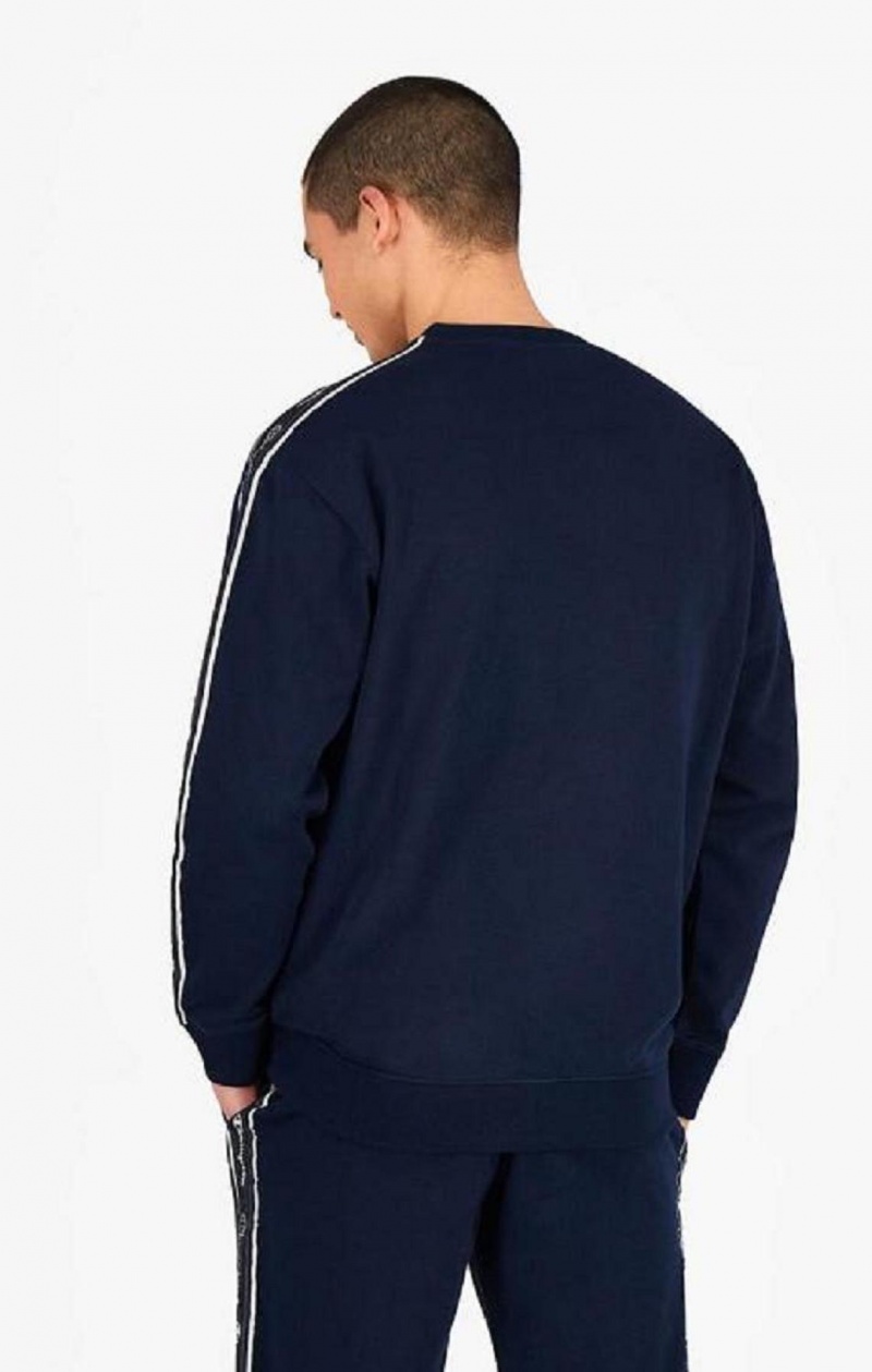 Champion Jacquard Logo Tape Sweatshirt Sweatshirts Herre Mørkeblå | 1479-GRWMP