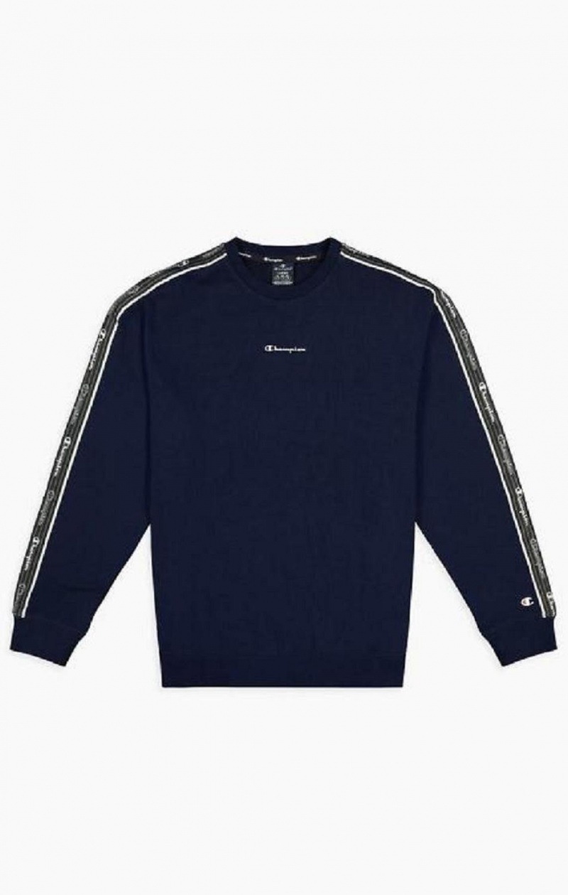 Champion Jacquard Logo Tape Sweatshirt Sweatshirts Herre Mørkeblå | 1479-GRWMP