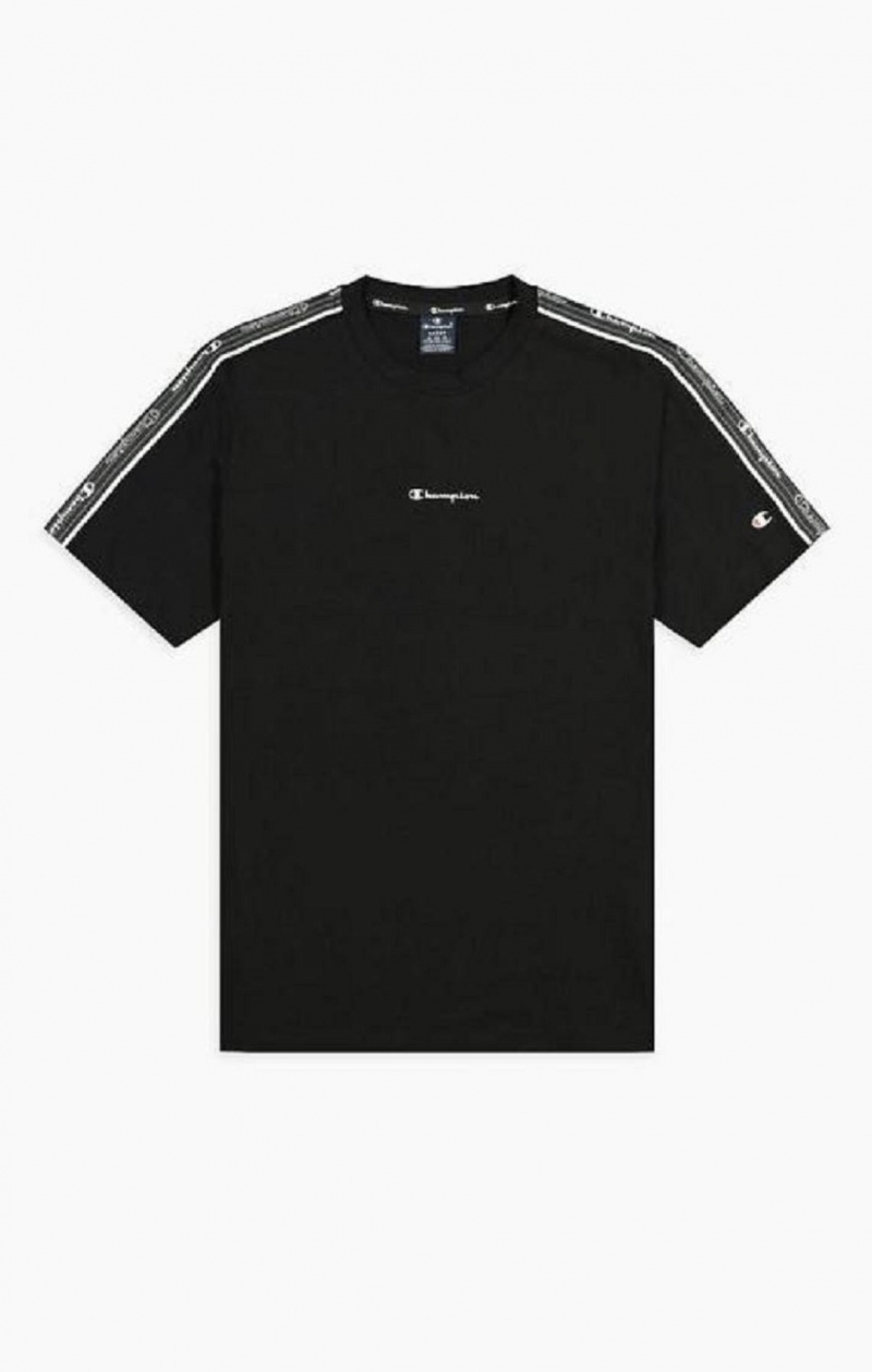 Champion Jacquard Logo Tape T-Shirt T Shirts Herre Sort | 0639-BGLRU