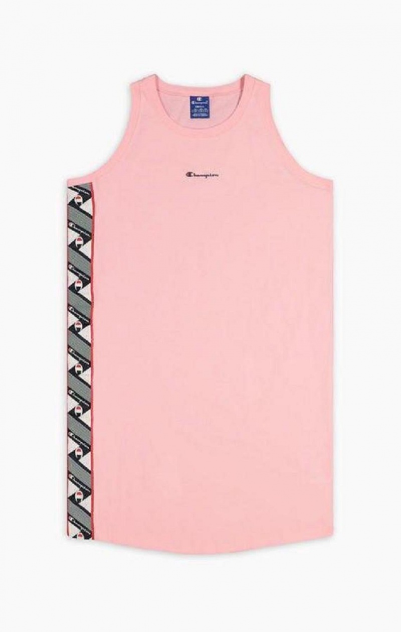 Champion Jacquard Logo Tape Tank Kjole Kjole Dame Lyserød | 8926-ZLPJX