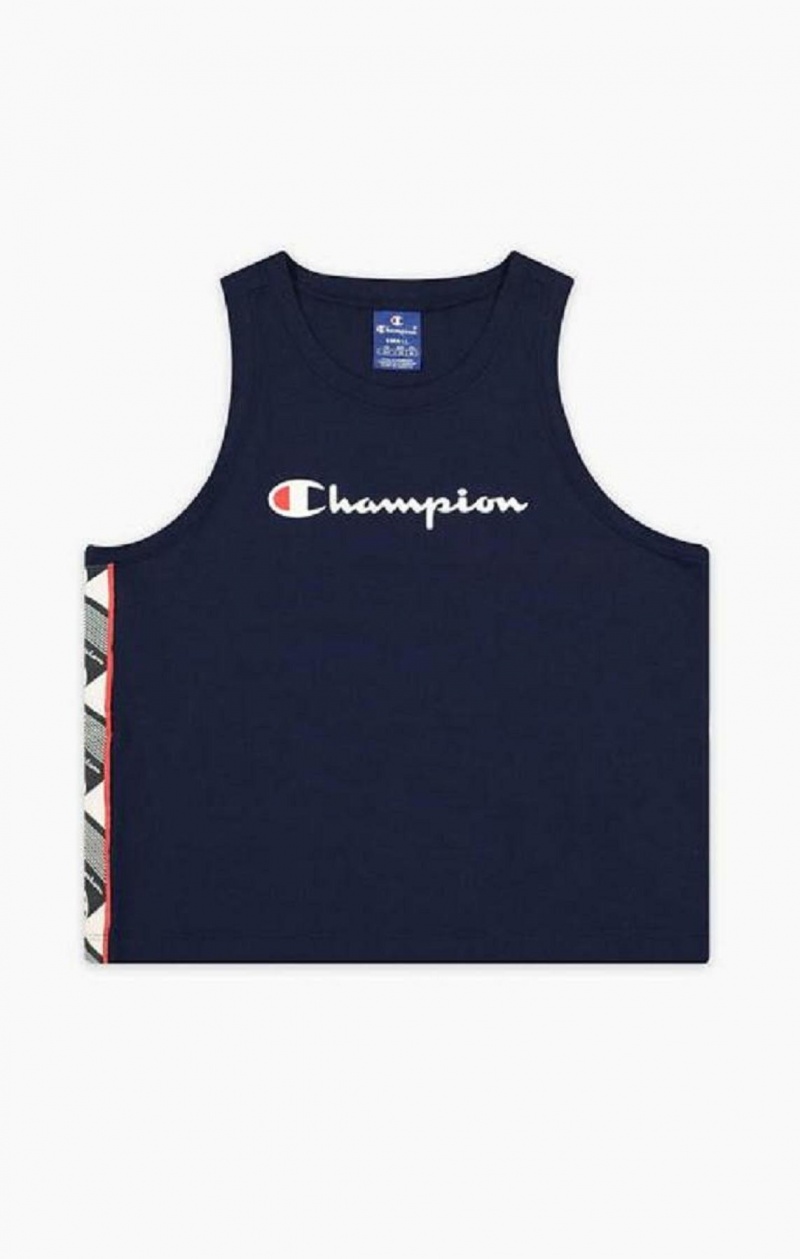 Champion Jacquard Logo Tape Tank Top T Shirts Dame Mørketurkis | 7213-XFWLM