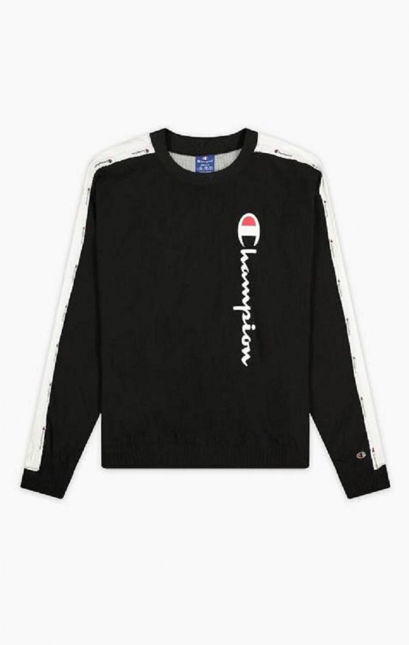 Champion Jacquard Logo Tape Track Sweatshirt Sweatshirts Dame Sort | 0593-BWTUC