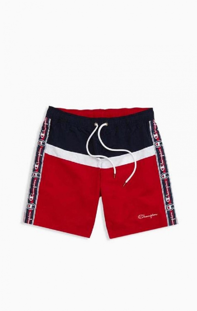 Champion Jacquard Script Logo Tape Trim Board Shorts Badetøj Herre Rød | 7580-DGKMQ